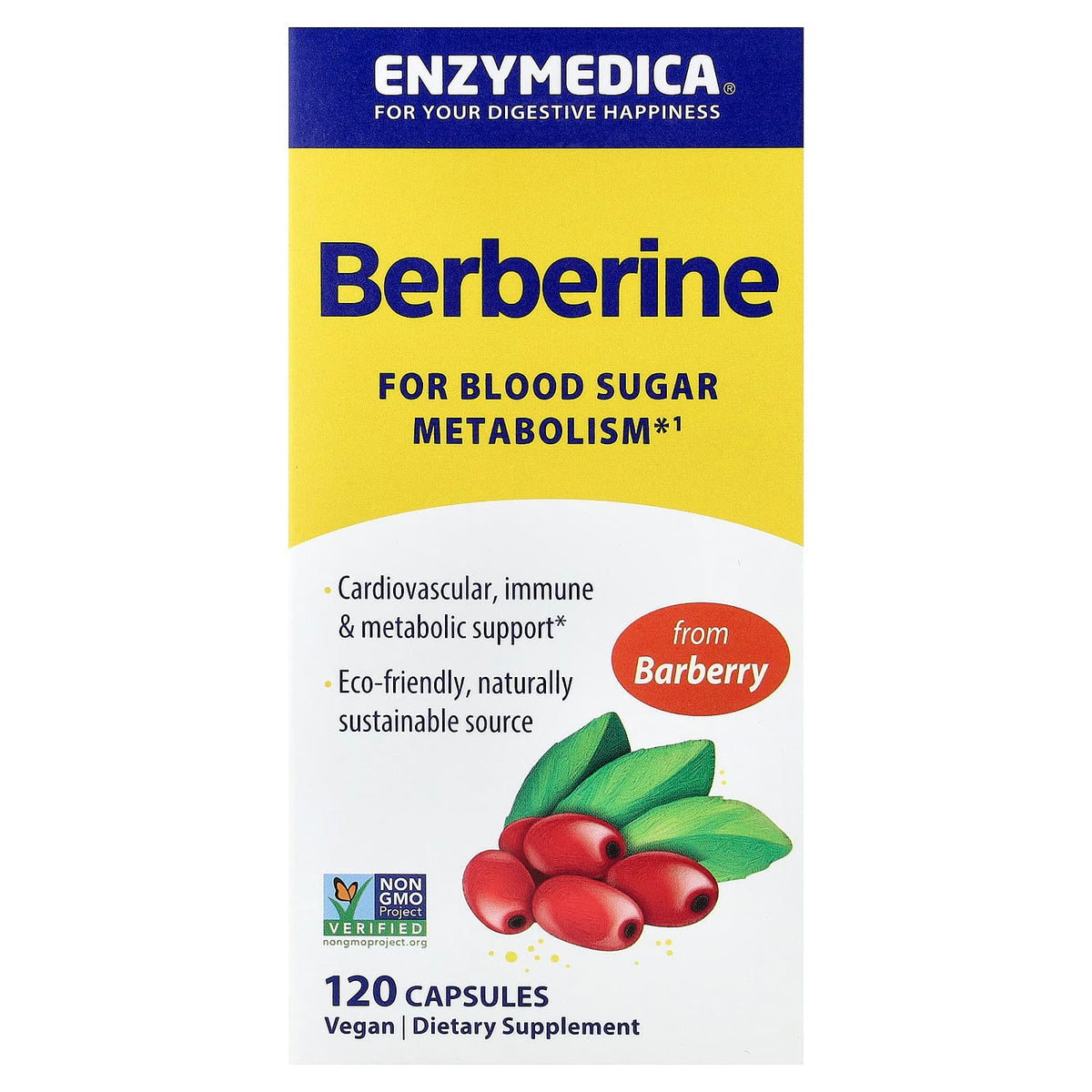 Enzymedica Berberine, 120 Capsules — product view