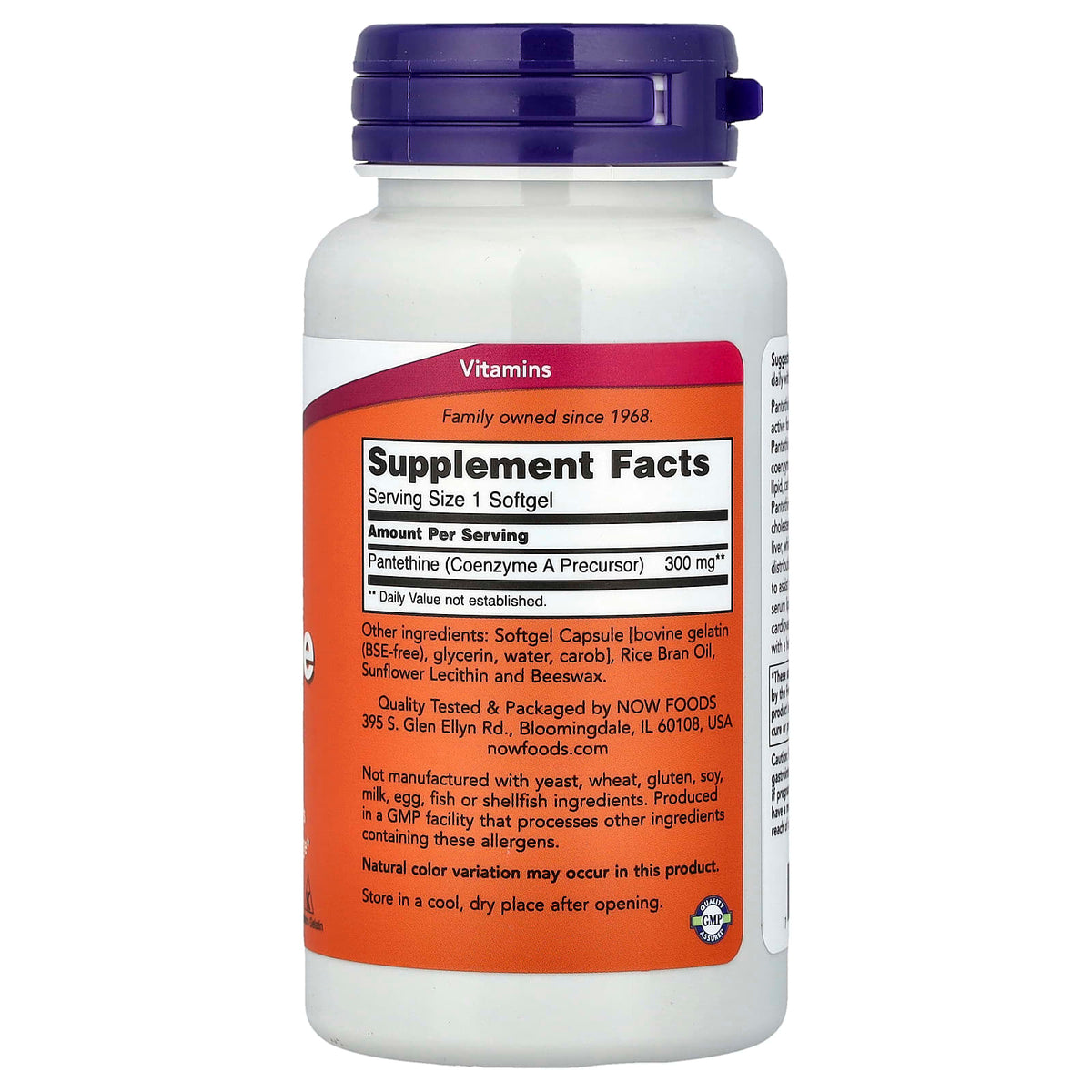 NOW Foods Pantethine 300 mg, 60 Softgels - view 2