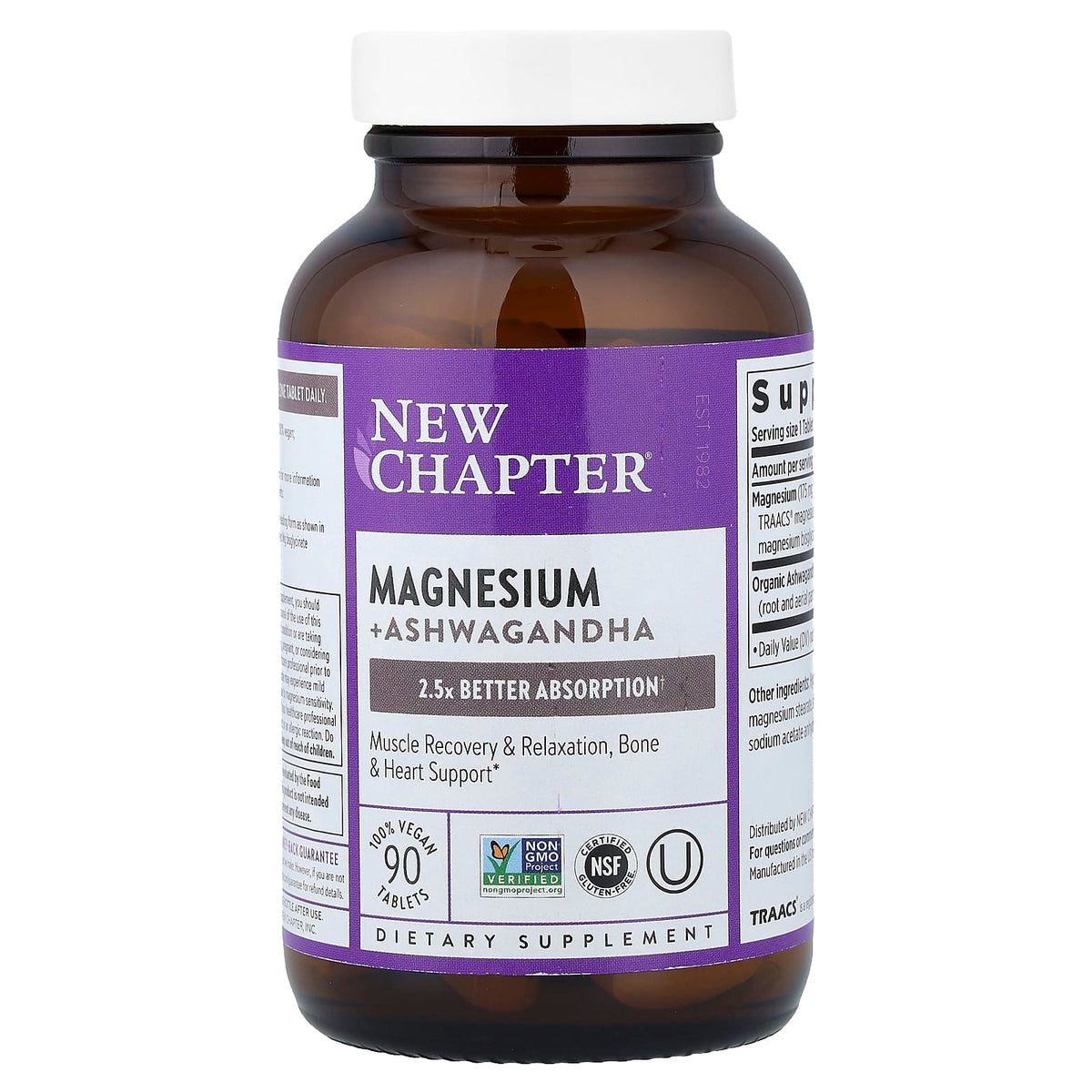 New Chapter Magnesium + Ashwagandha, 90 Vegan Tablets - view 3