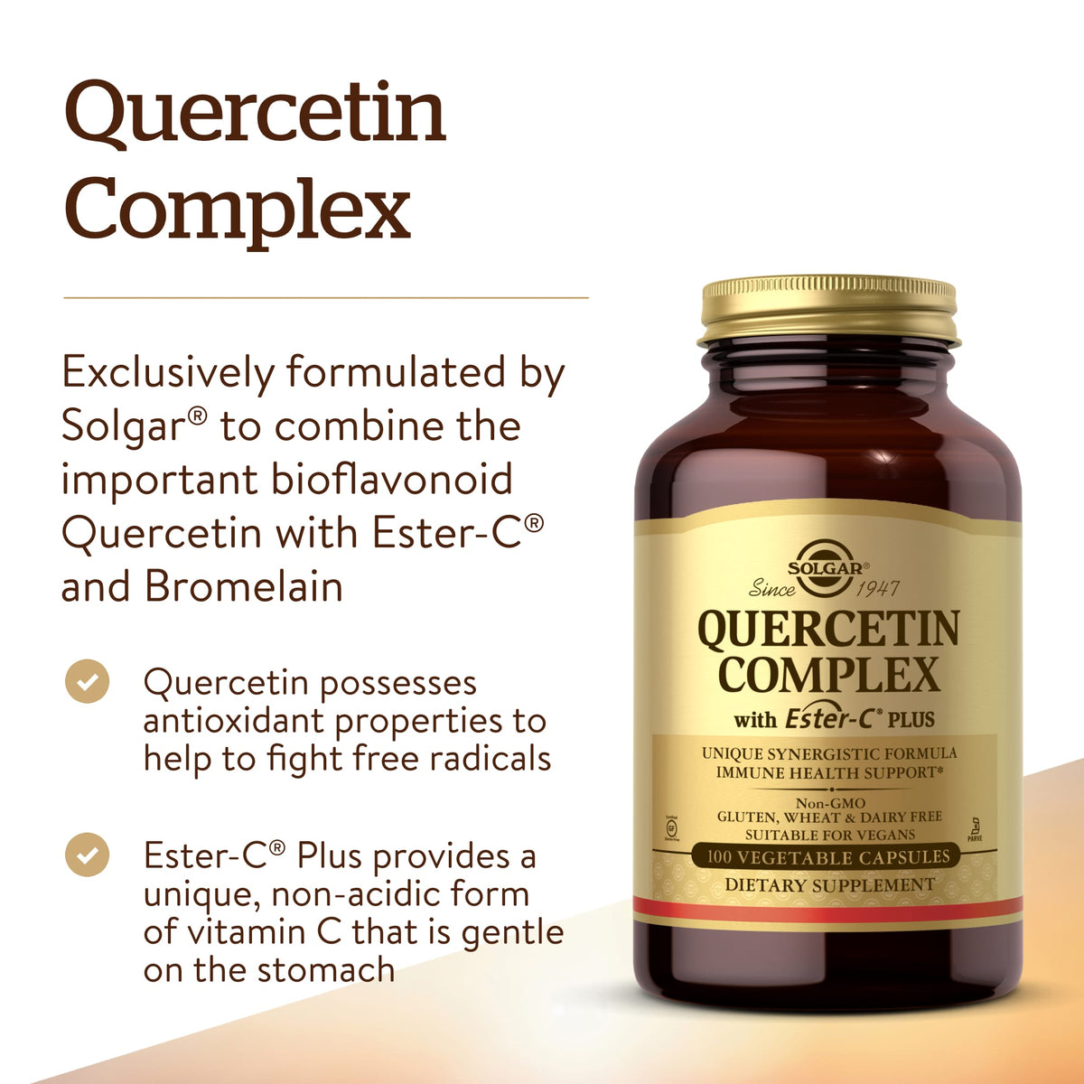 Solgar Quercetin Complex with Ester-C Plus, 100 Vegetable Capsules - view 5