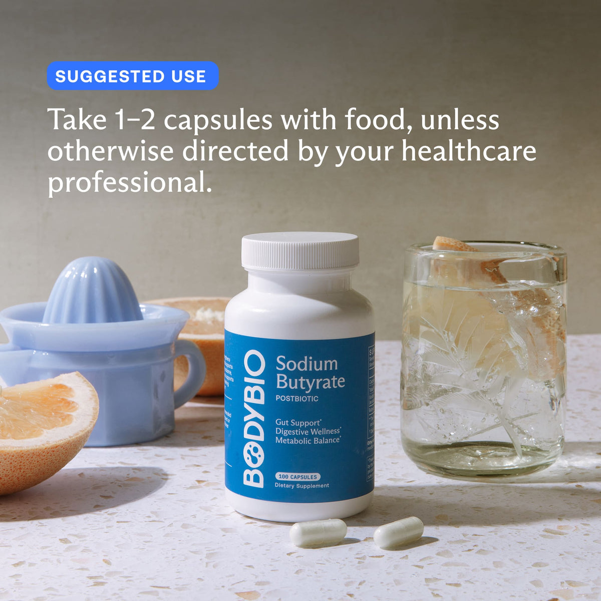BodyBio Sodium Butyrate, 60 Capsules - view 5