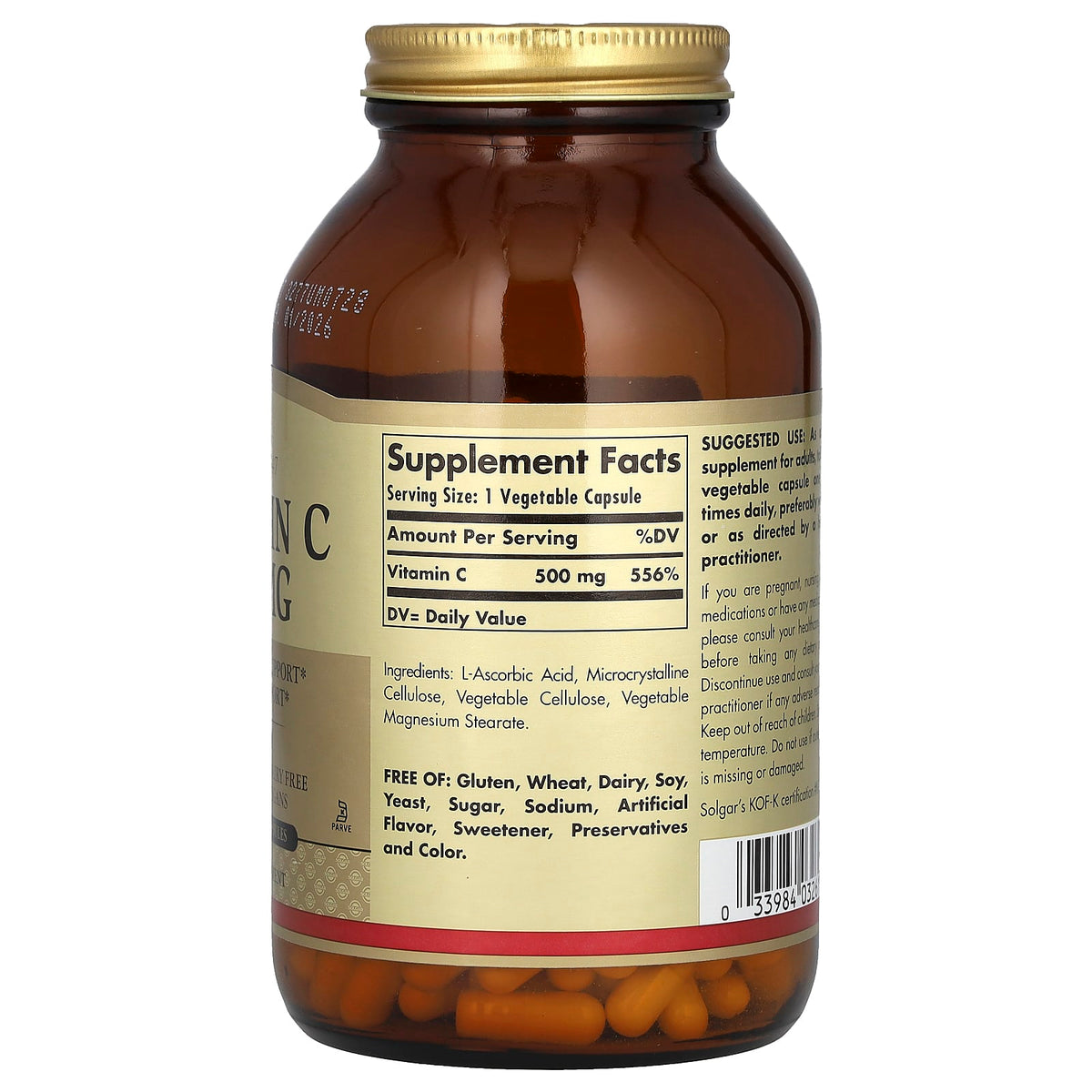 Solgar Vitamin C 500 mg, 250 Vegetable Capsules - view 2