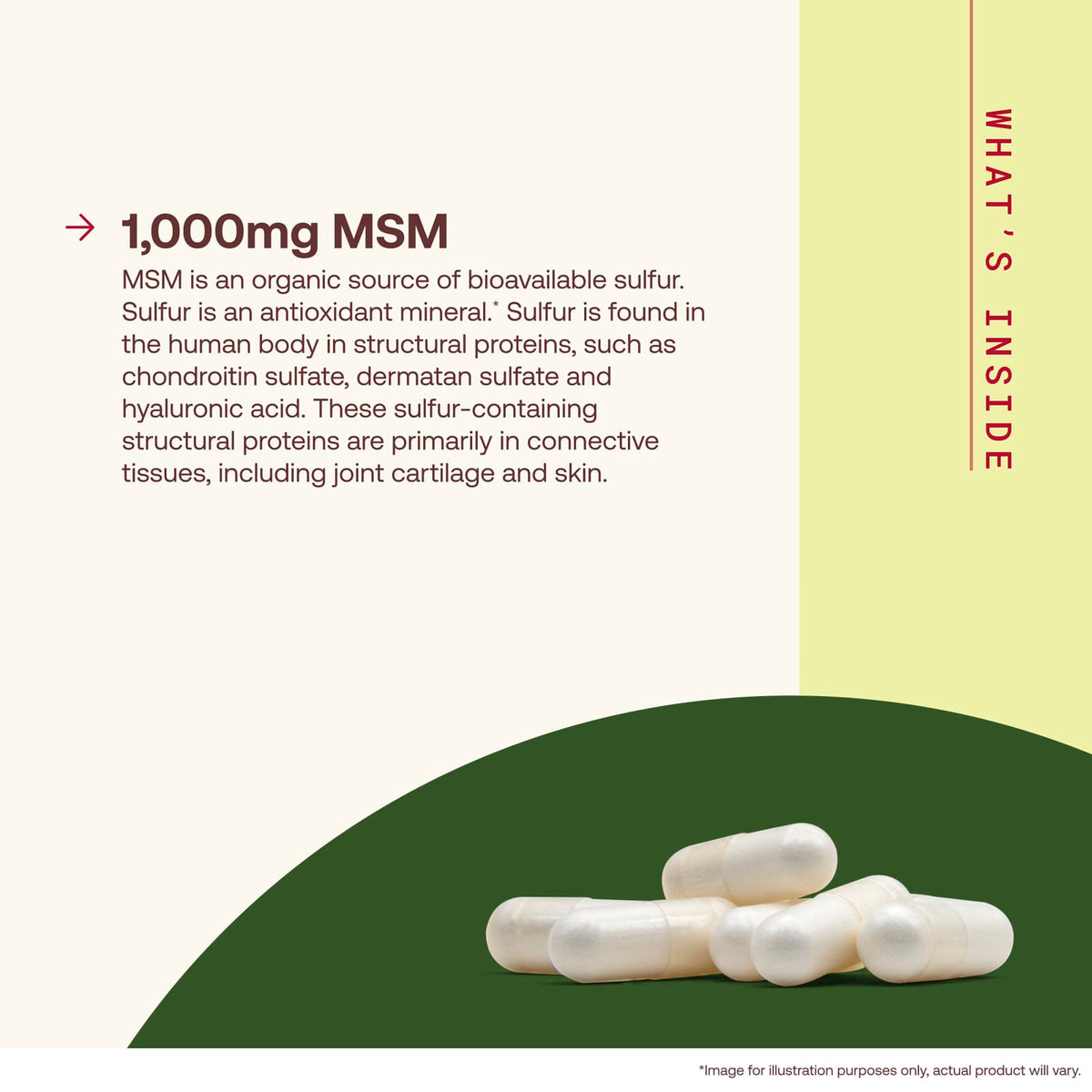 Jarrow Formulas Vegan MSM, 1,000 mg, 200 Veggie Capsules - view 3
