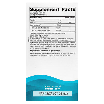 Nordic Naturals Ultimate Omega 2X Lemon, 60 Softgels (1,075 mg per Softgel) - view 2