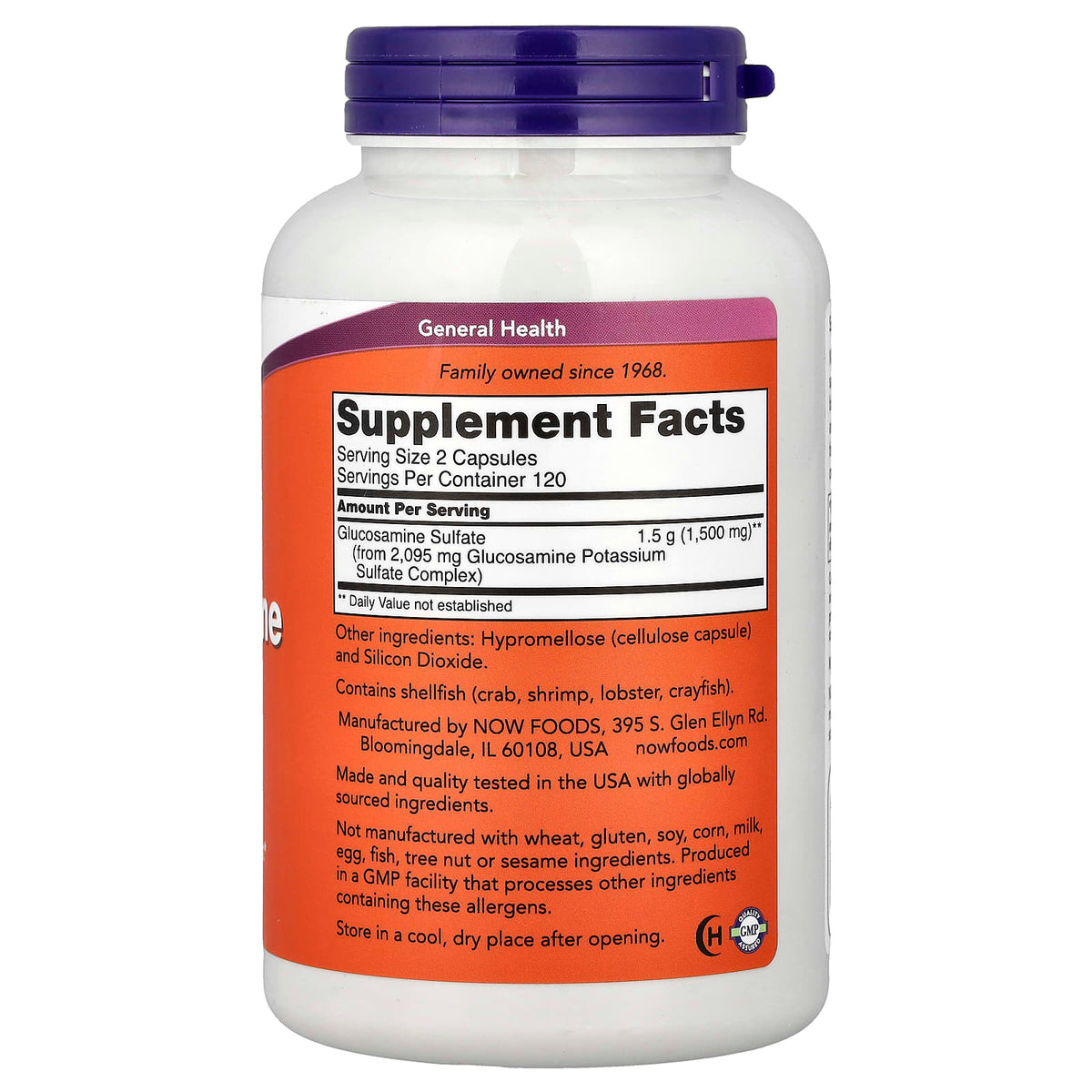 NOW Foods Glucosamine Sulfate, 240 Capsules (750 mg per Capsule) - view 2