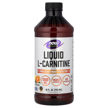 NOW Foods Sports Liquid L-Carnitine, Citrus, 473 ml (16 fl oz)