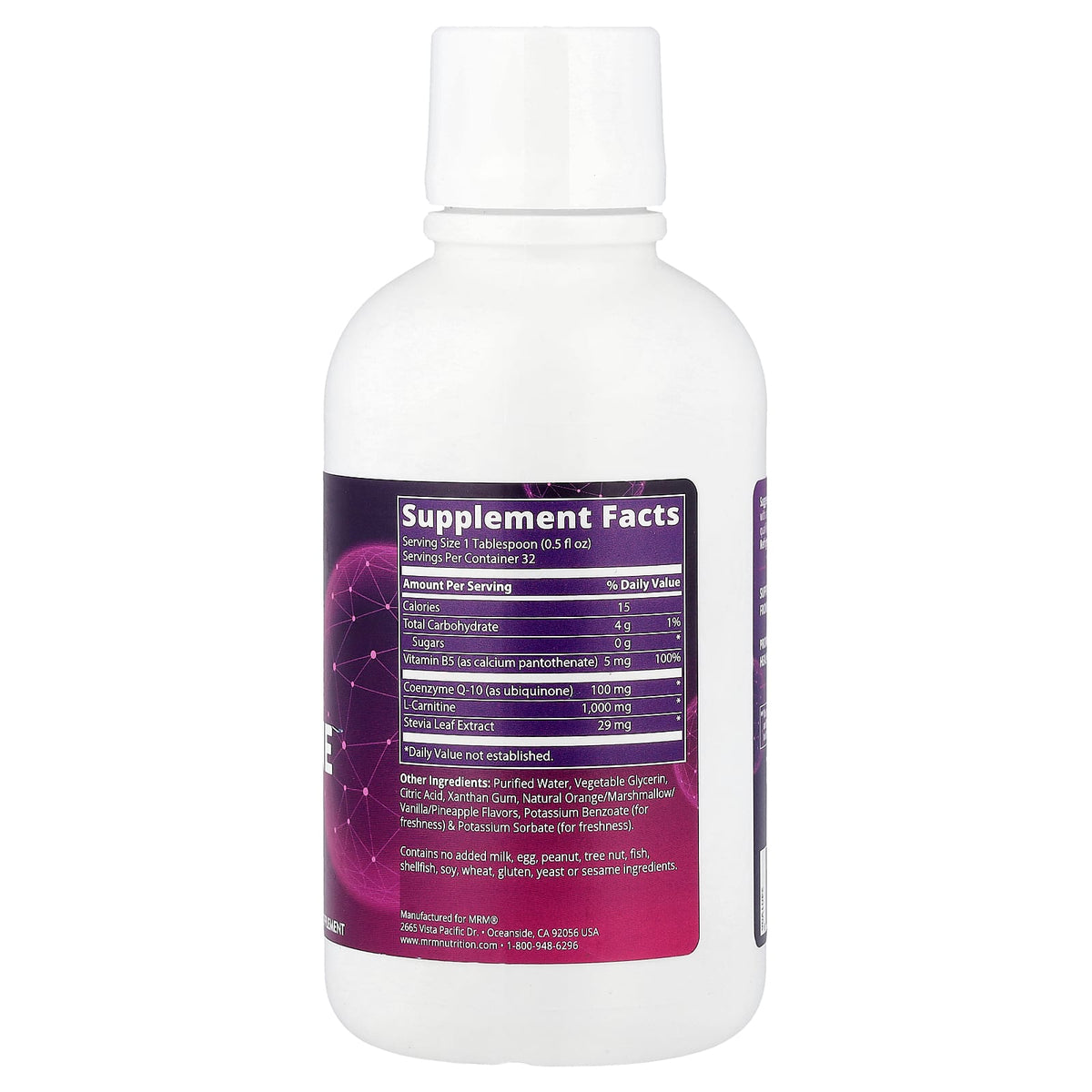 MRM Nutrition CoQ-10 L-Carnitine Liquid, Orange-Vanilla, 480 ml (16 fl oz) — alternate product view