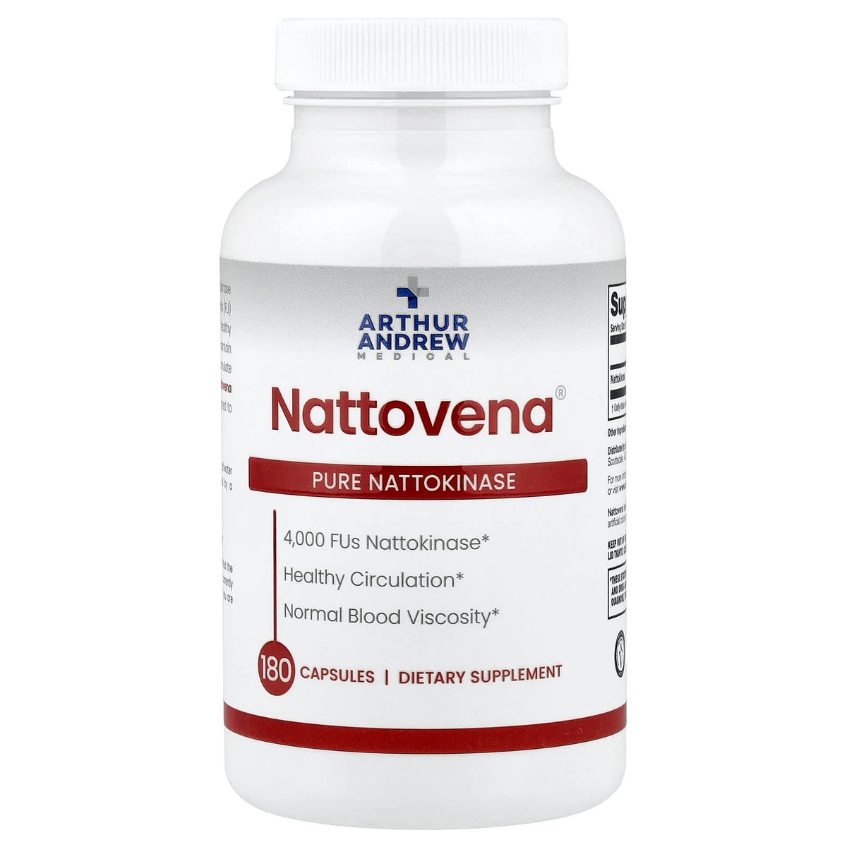 Arthur Andrew Medical Nattovena Pure Nattokinase, 4,000 FU, 180 Capsules