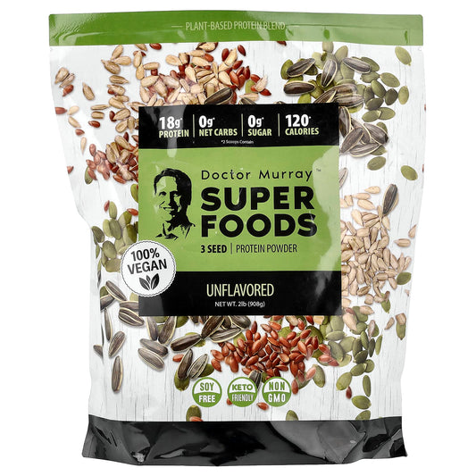 Dr. Murray's 3 Seed Protein Powder, Pumpkin Flax Sunflower, Unflavoured, 908 g