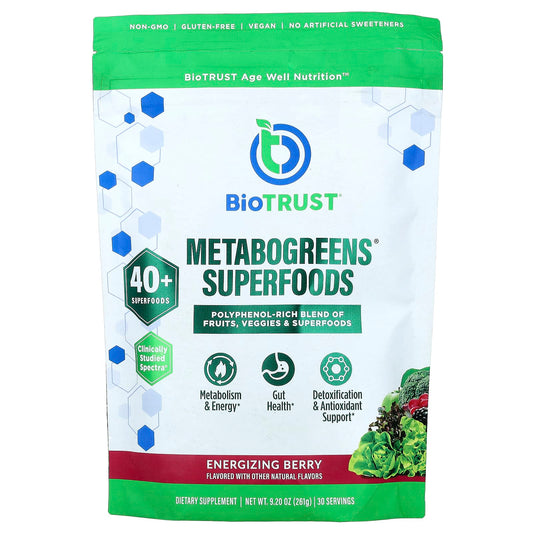 BioTRUST Metabogreens Superfoods, Energising Berry, 9.2 oz (261 g)