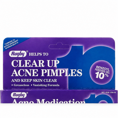 Rugby Acne Gel 10% Benzoyl Peroxide 1.5 oz (42.5 g)