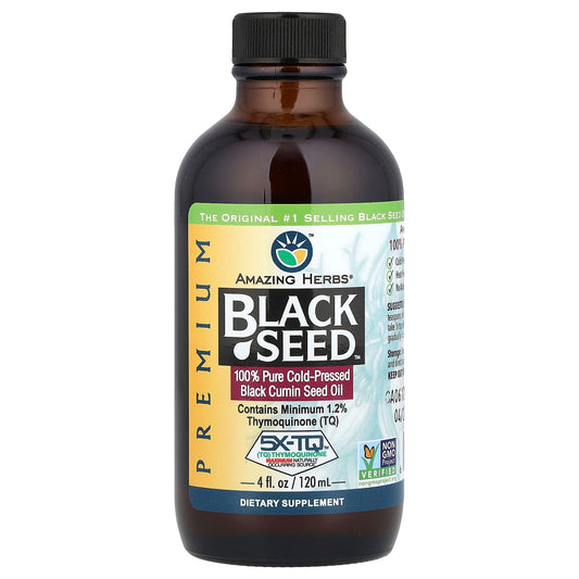 Amazing Herbs Premium Black Seed Oil, Cold-Pressed, 120 ml (4 fl oz)