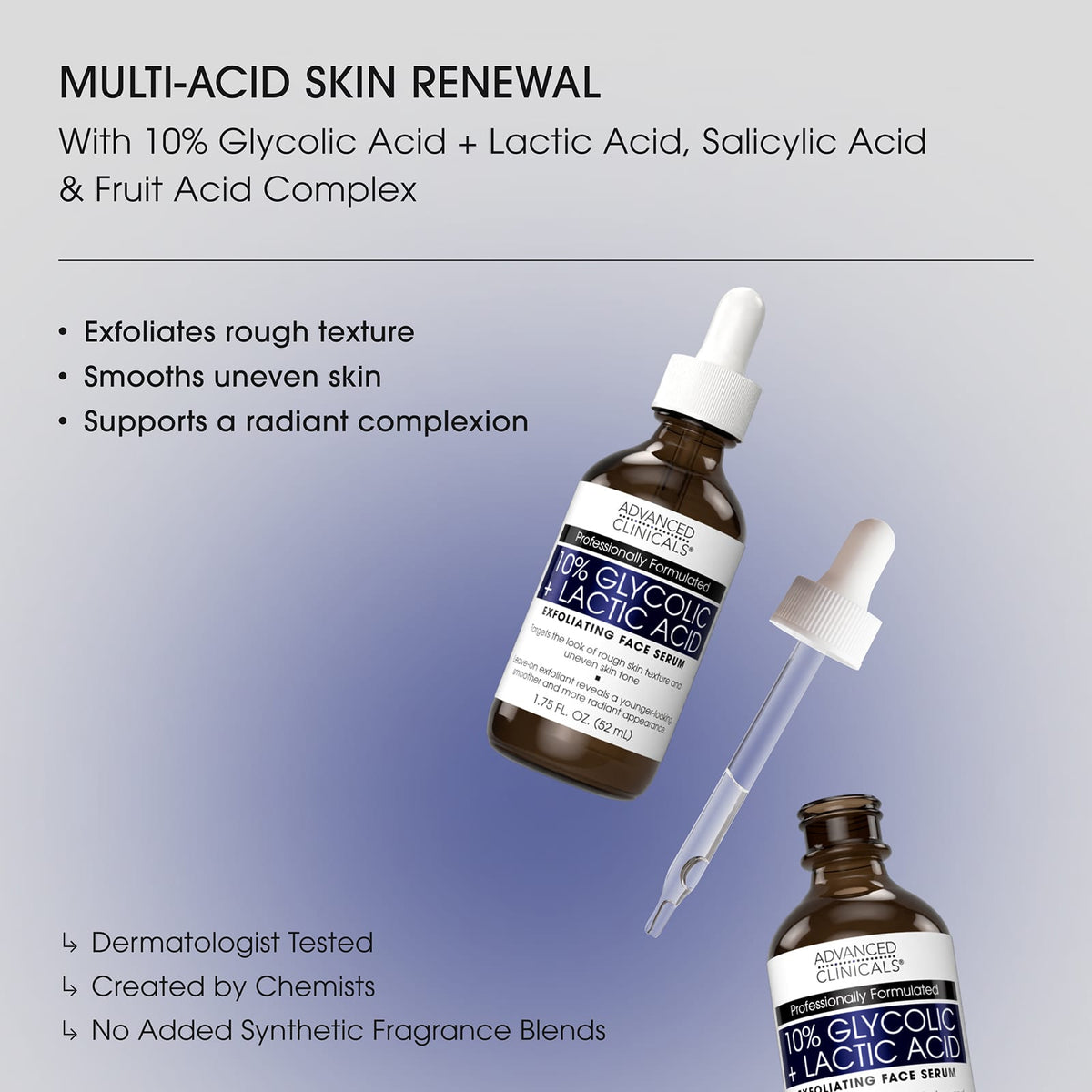 Advanced Clinicals 10% Glycolic + Lactic Acid Serum 52 ml (1.75 fl oz) - view 4