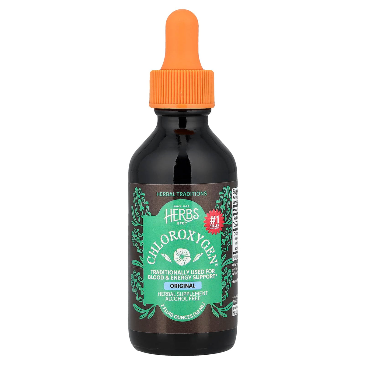 Herbs Etc. ChlorOxygen Chlorophyll, Original, Alcohol Free, 2 fl oz (59 ml)
