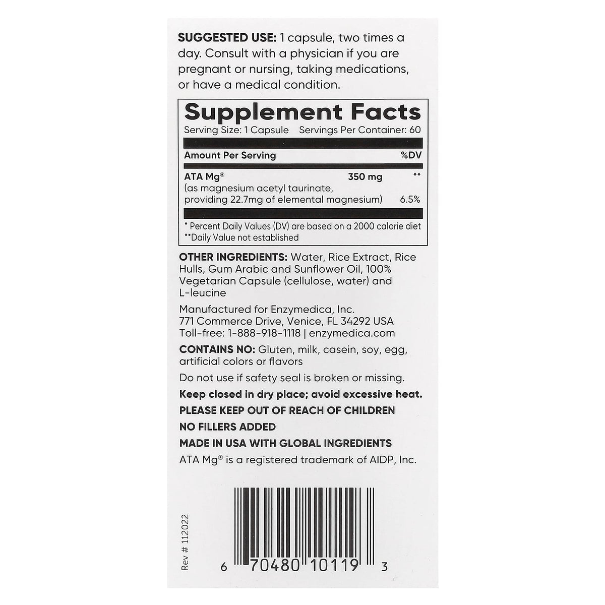 Enzymedica Magnesium Mind, 60 Capsules (350 mg per Capsule) - view 2