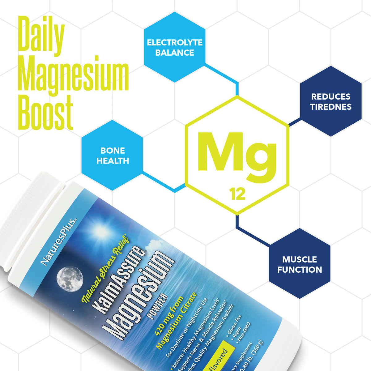 NaturesPlus KalmAssure Magnesium Powder, Unflavoured, 360 g (0.8 lb) - view 3