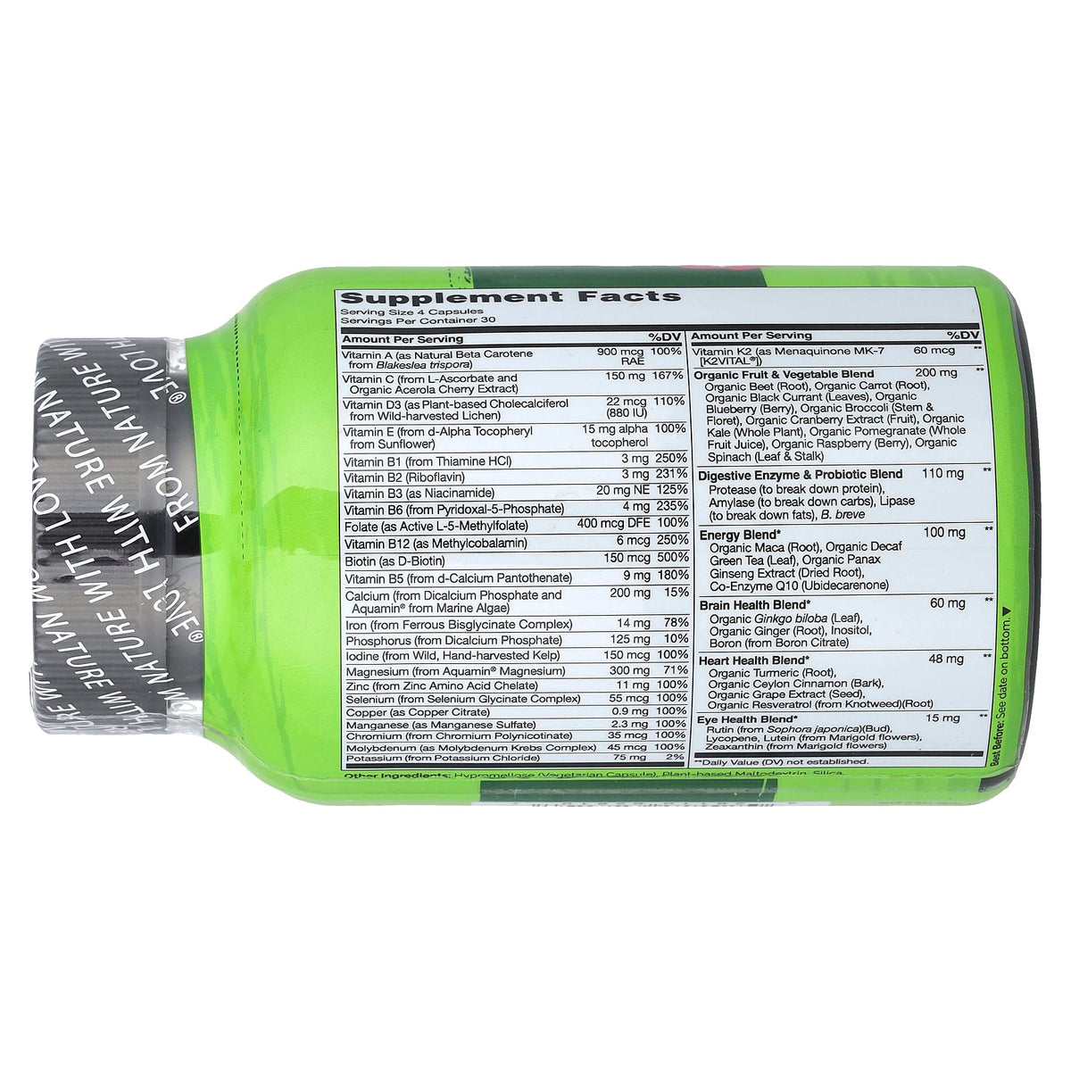 NATURELO Whole Food Complete Multivitamin for Women, 120 Vegetarian Capsules — alternate product view