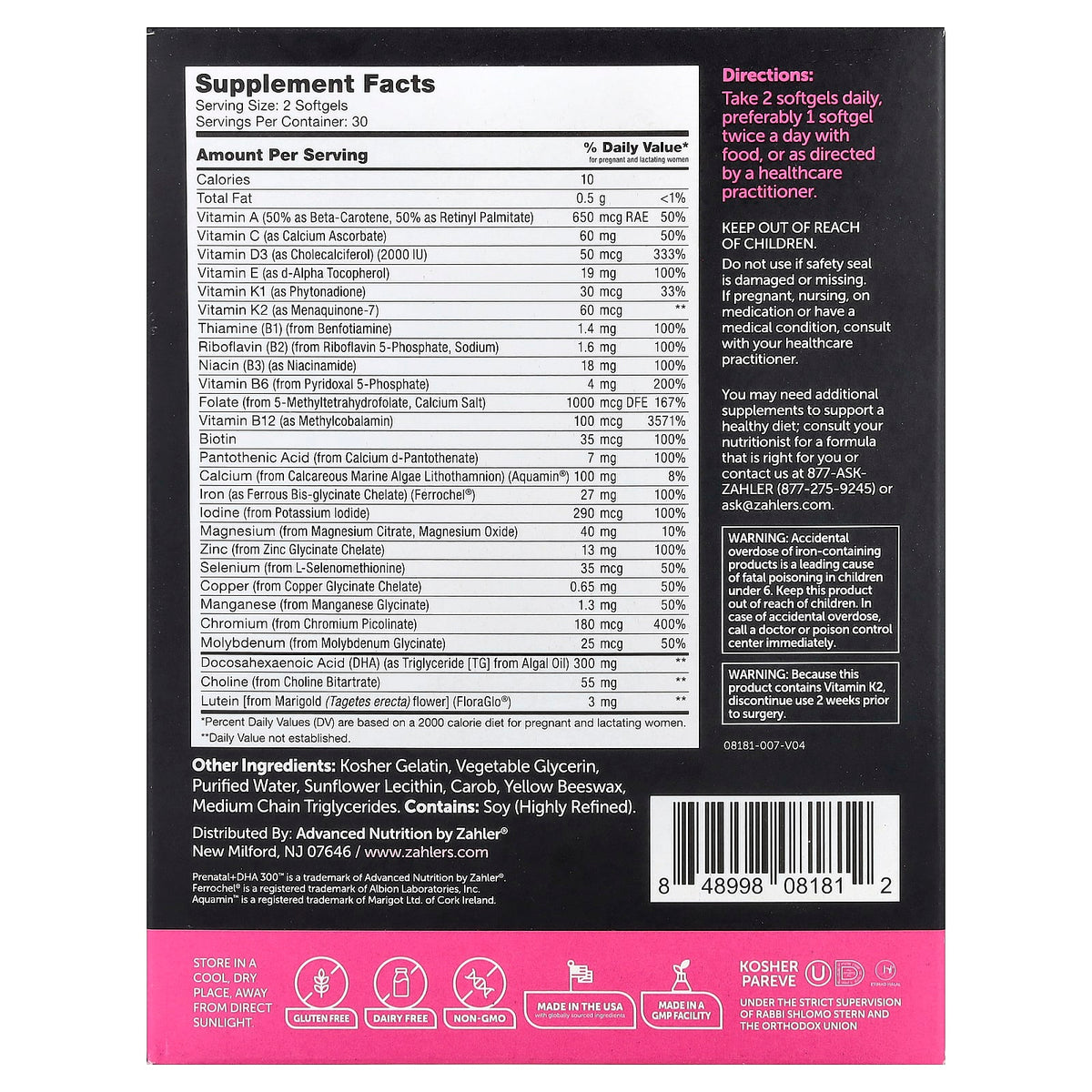 Zahler Prenatal + DHA 300, 60 Softgels - view 2