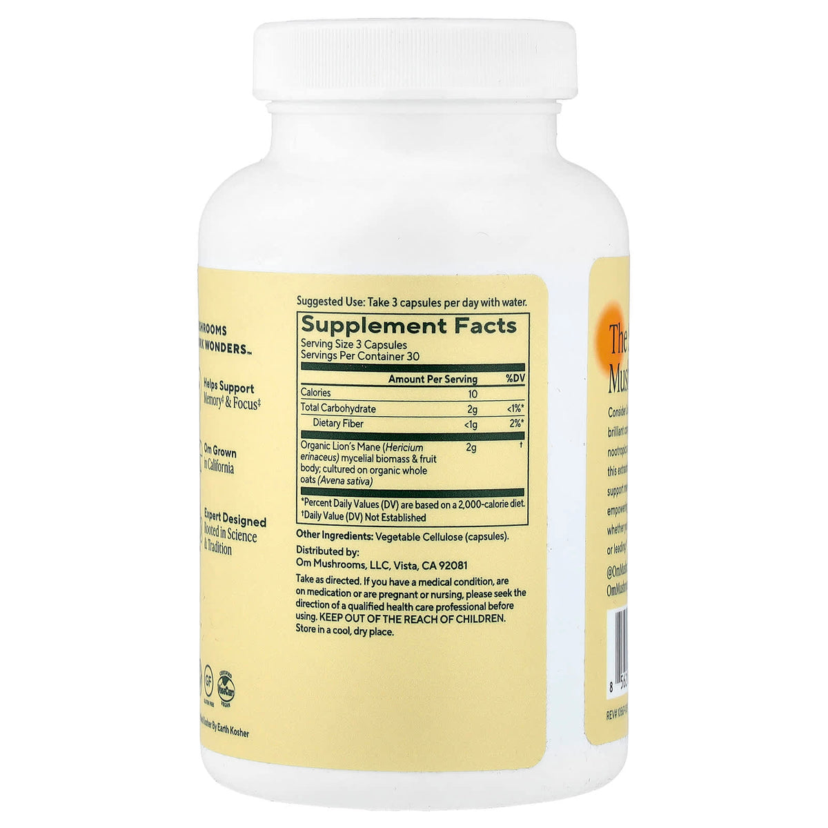 Om Mushrooms Lion's Mane Mushroom Capsules, 666 mg, 90 Veg Capsules - view 2