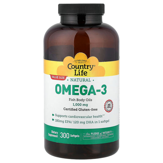 Country Life Natural Omega-3, 1,000 mg, 300 Softgels