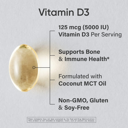 Sports Research Vitamin D3 125 mcg (5,000 IU), 360 Softgels - view 3