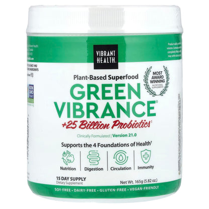 Vibrant Health Green Vibrance +25 Billion Probiotics Version 21.0 165 g