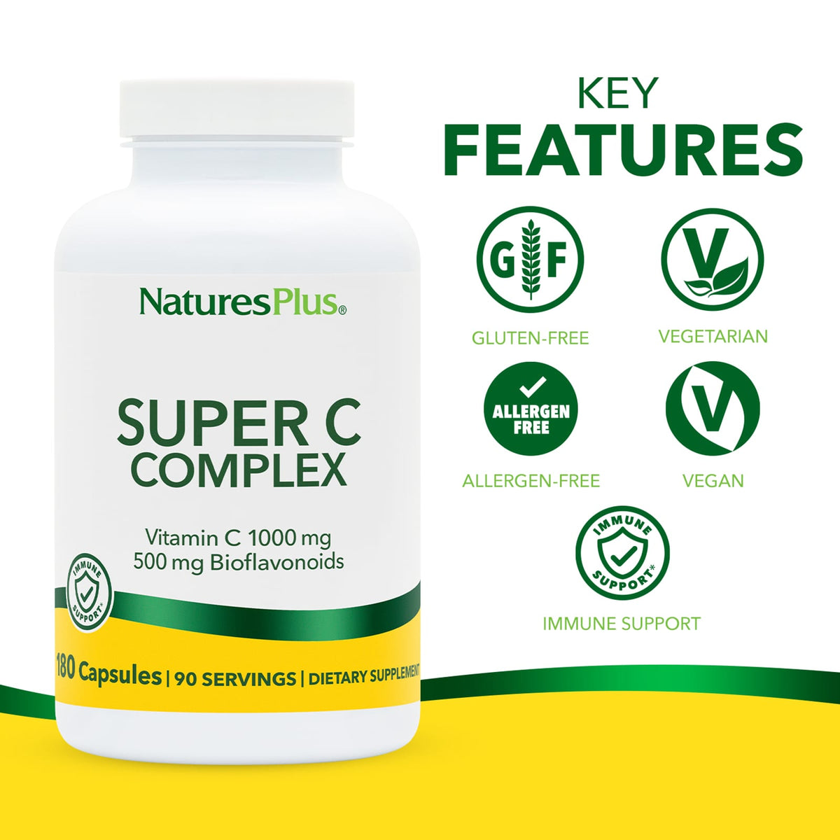 NaturesPlus Super C Complex, 180 Capsules - view 3