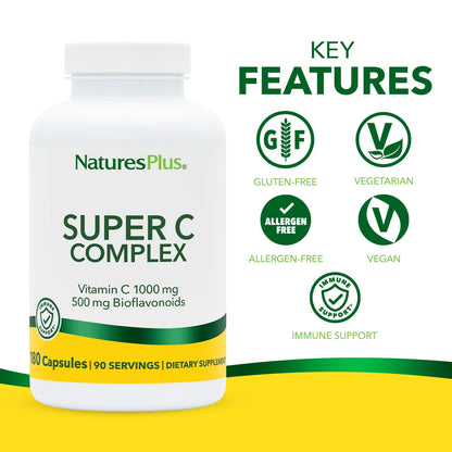 NaturesPlus Super C Complex, 180 Capsules - view 3
