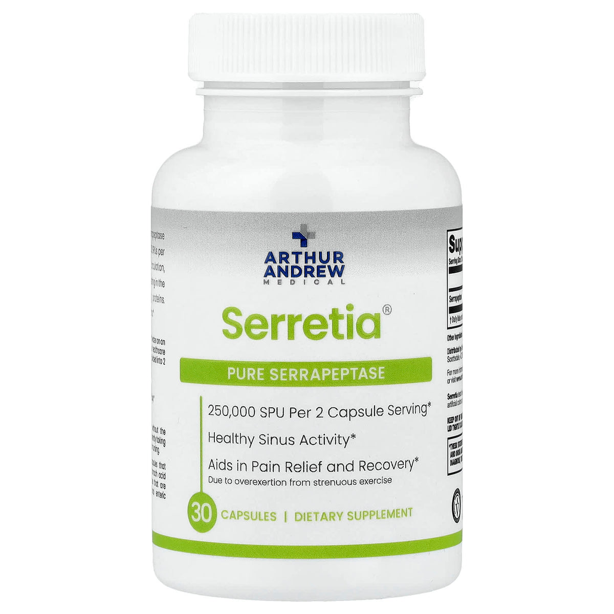Arthur Andrew Medical Serretia Pure Serrapeptase, 30 Capsules — product view