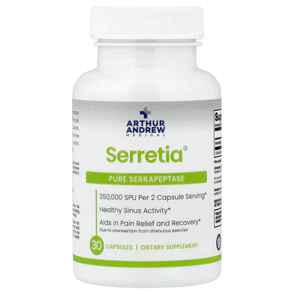 Arthur Andrew Medical Serretia Pure Serrapeptase, 30 Capsules