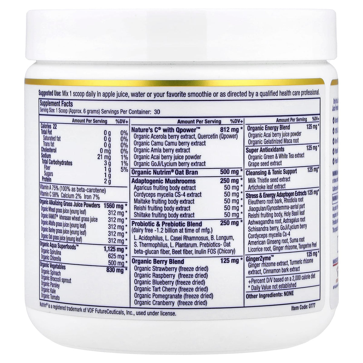 Paradise Herbs ORAC Energy Greens, 182 g (6.4 oz) — alternate product view