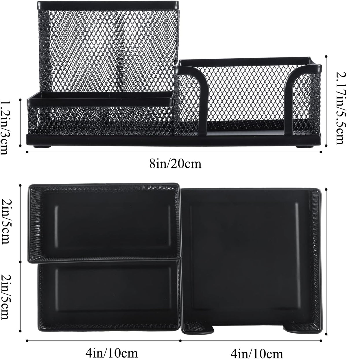 M&G Mesh Pen Holder Desk Organiser, 3 Compartments, Black - view 3