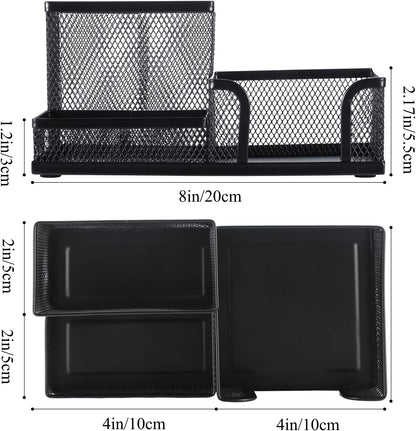 M&G Mesh Pen Holder Desk Organiser, 3 Compartments, Black - view 3