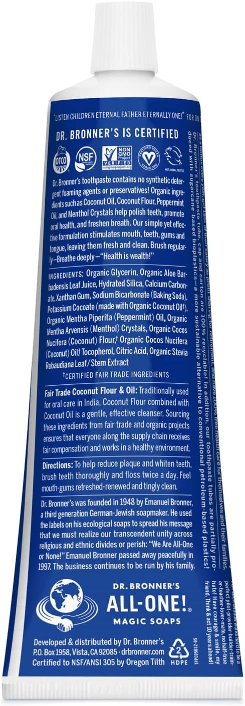 Dr. Bronner's All One Peppermint Toothpaste 105 ml Pack of 2 - view 4
