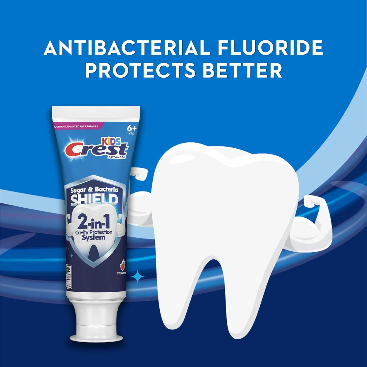 Crest Kids Sugar Bacteria Shield Toothpaste, Strawberry, 4.1 oz, Pack of 3 - view 2