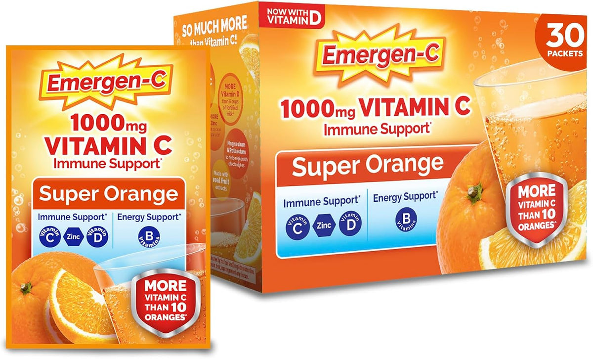 Emergen-C Vitamin C 1000mg Powder, Super Orange, 30 Packets — product view