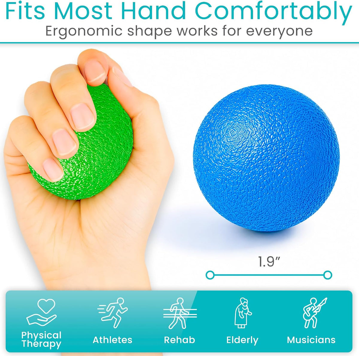 Vive Hand Therapy Stress Balls Set with Storage Bag - view 5