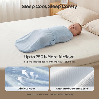 Momcozy Newborn Swaddle with Quiet Fastener, 0-3 Months, Sea Mist - view 3