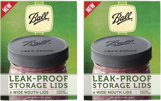 Ball Leak-Proof Plastic Wide Mouth Mason Jar Lids, 12 Lids