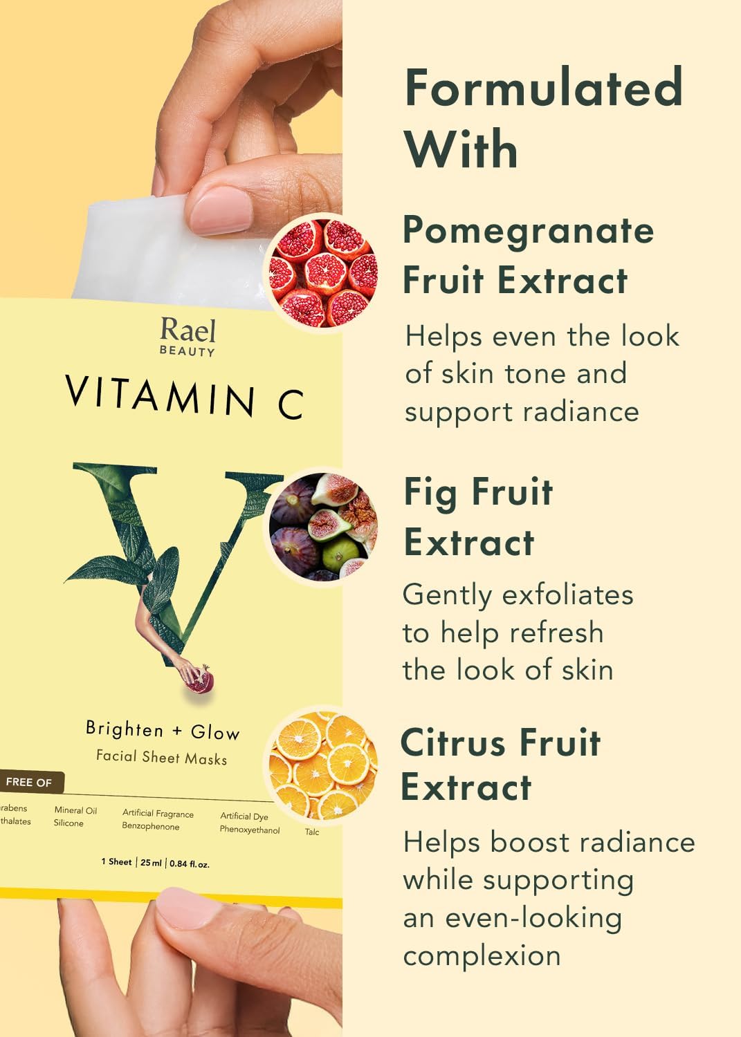 Rael Vitamin C Face Sheet Masks, Brightening & Glow, 5 Sheets - view 3