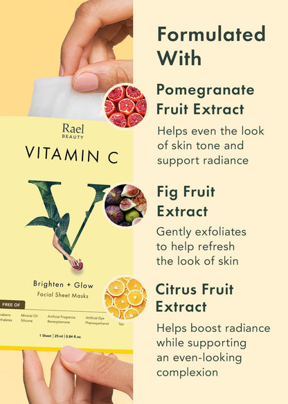 Rael Vitamin C Face Sheet Masks, Brightening & Glow, 5 Sheets - view 3
