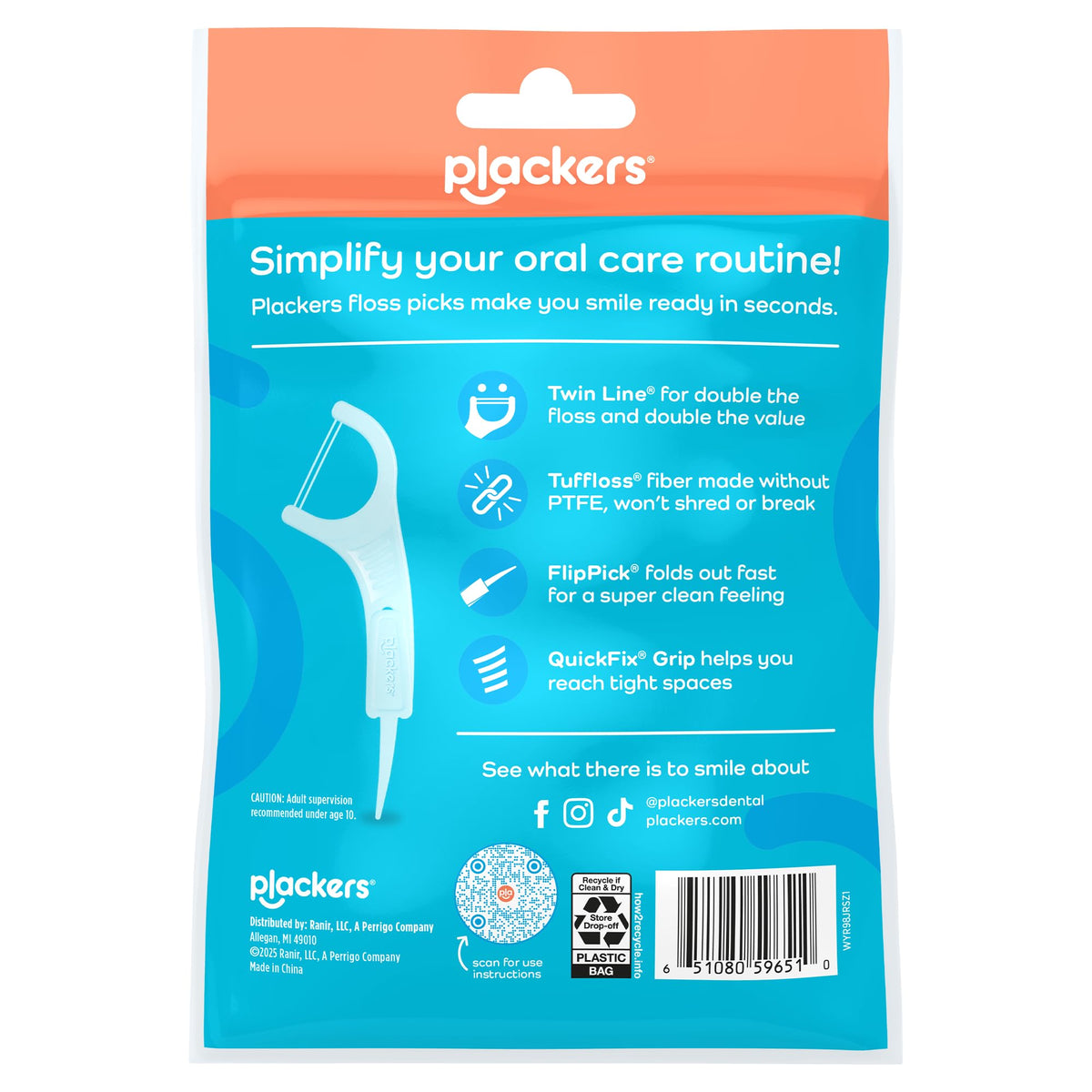 Plackers Twin-Line Advance Cleaning Dental Floss Picks — alternate product view