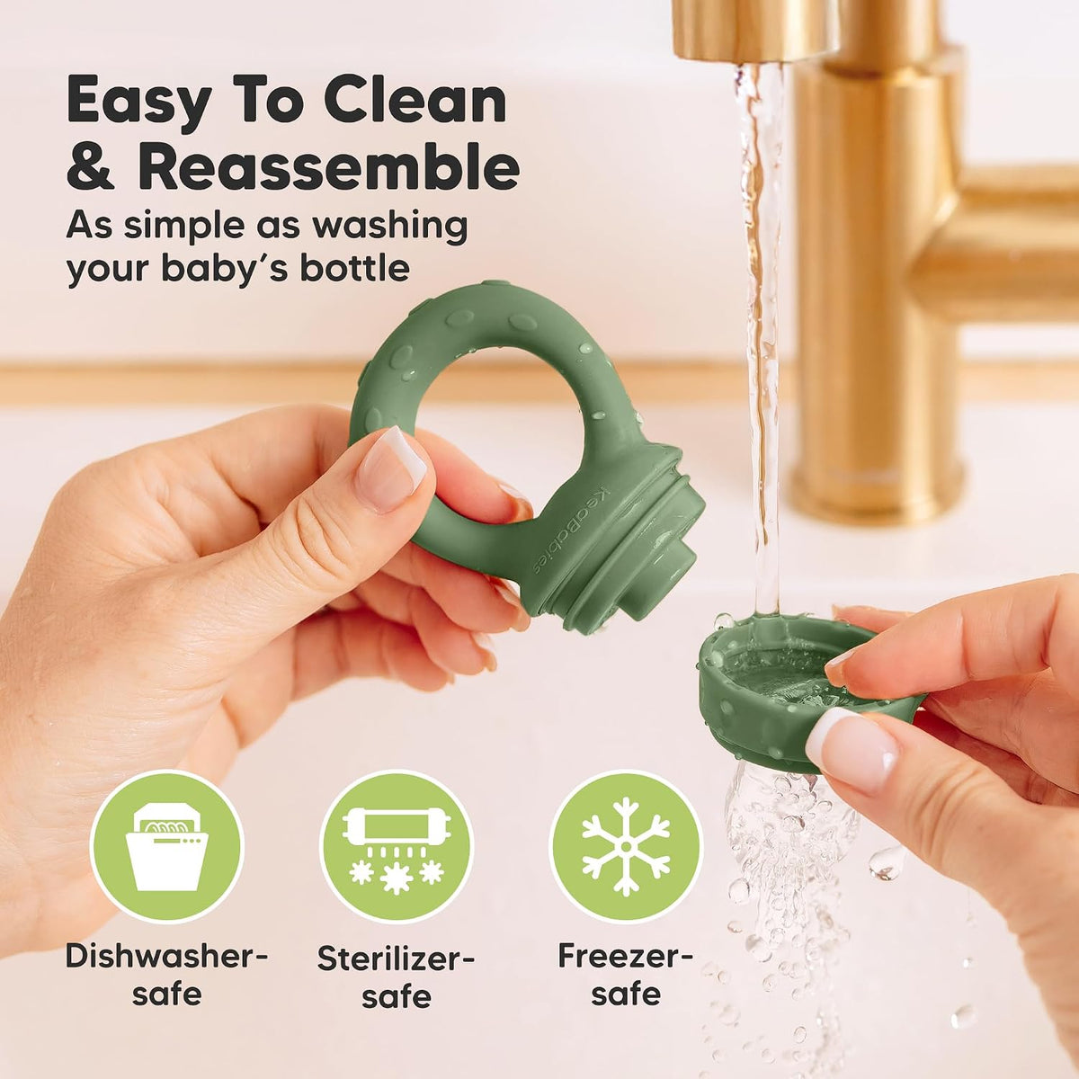 KeaBabies Baby Fruit Feeder, Silicone, 2 Pack, Slate - view 6