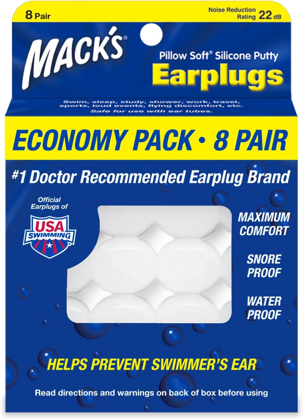Mack's Pillow Soft Silicone Earplugs 8 Pair