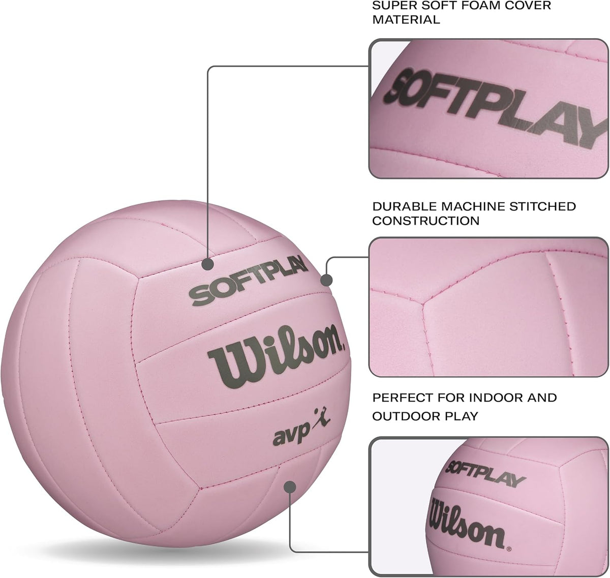 WILSON Soft Play Volleyball, Official Size, Pink - view 3