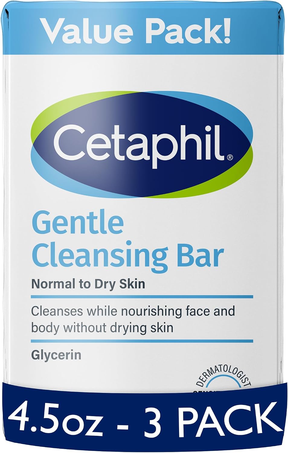 Cetaphil Gentle Cleansing Bar, 4.5 oz, Pack of 3