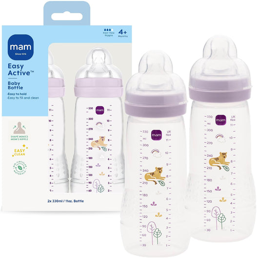 MAM Easy Active 11 oz Anti-Colic Baby Bottle, 4+ Months - Pack of 2
