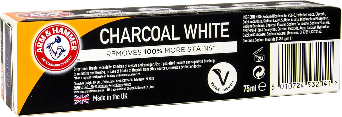 Arm & Hammer Charcoal White Toothpaste, 2 x 75 ml - view 4