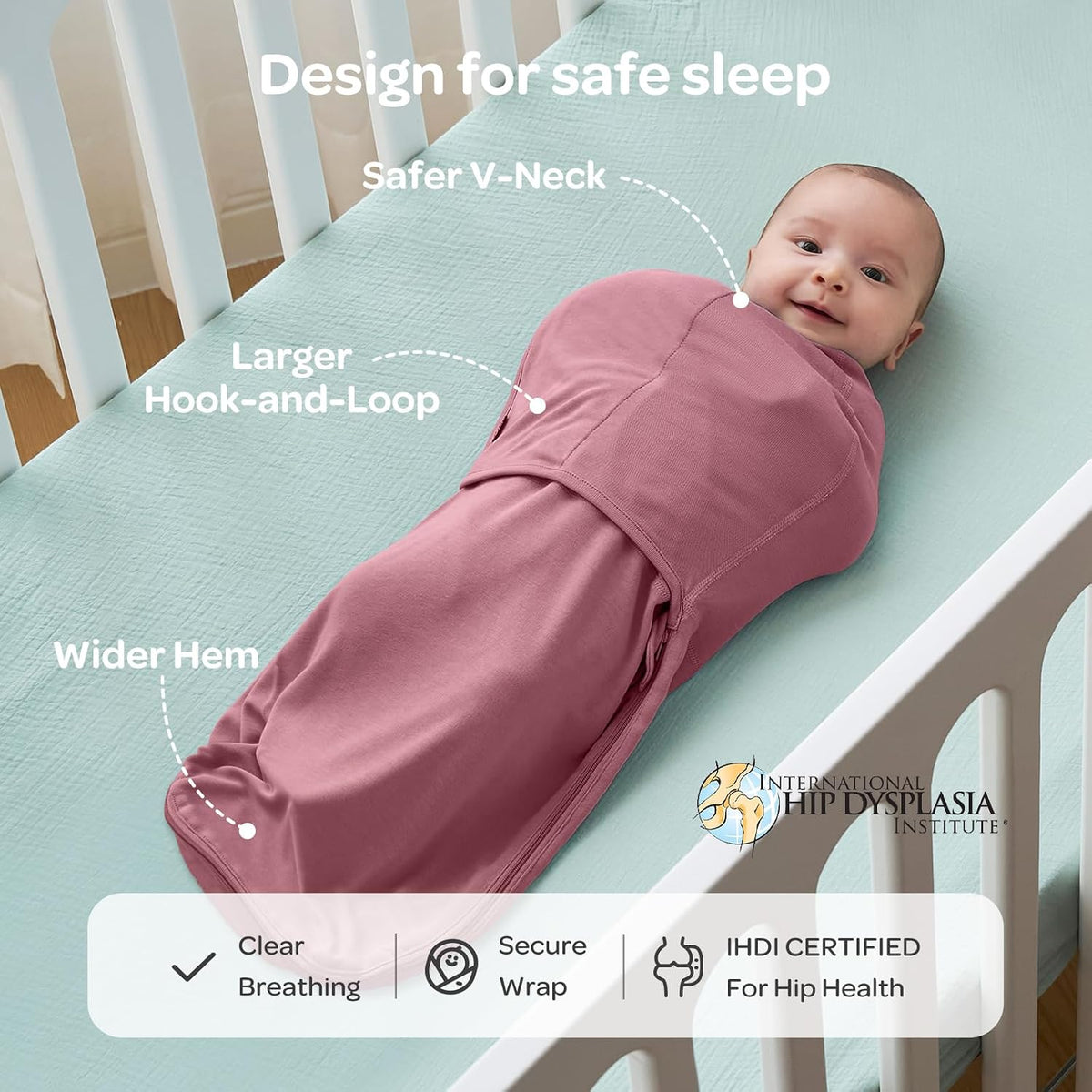 Momcozy Quiet Fastener Newborn Swaddle, 0-3 Months, Bloom - view 5