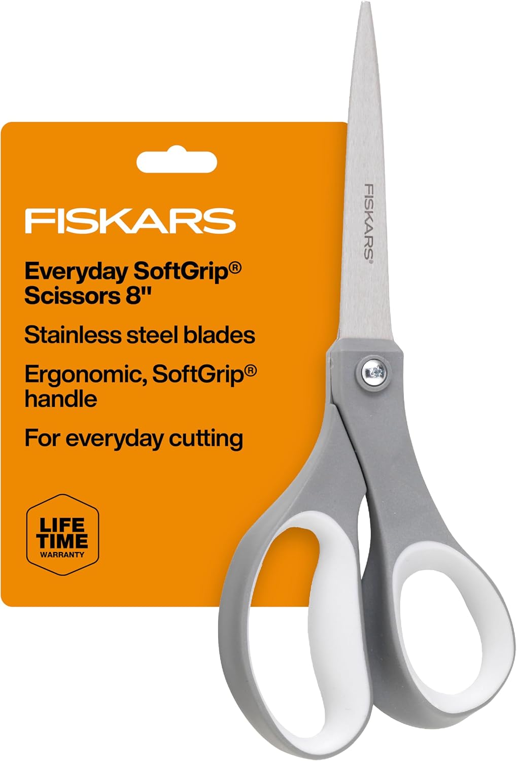 Fiskars 8 Inch SoftGrip All Purpose Scissors, Grey
